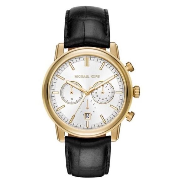 Michael Kors Men's 'Pennant' Chronograph Black Leather Watch✨ - Picture 1 of 12